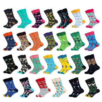 

LIONZONE Pattern Harajuku Happy Socks Men's Funny Combed Cotton Dress Casual Wedding Socks Colorful Novelty Skateboard Socks