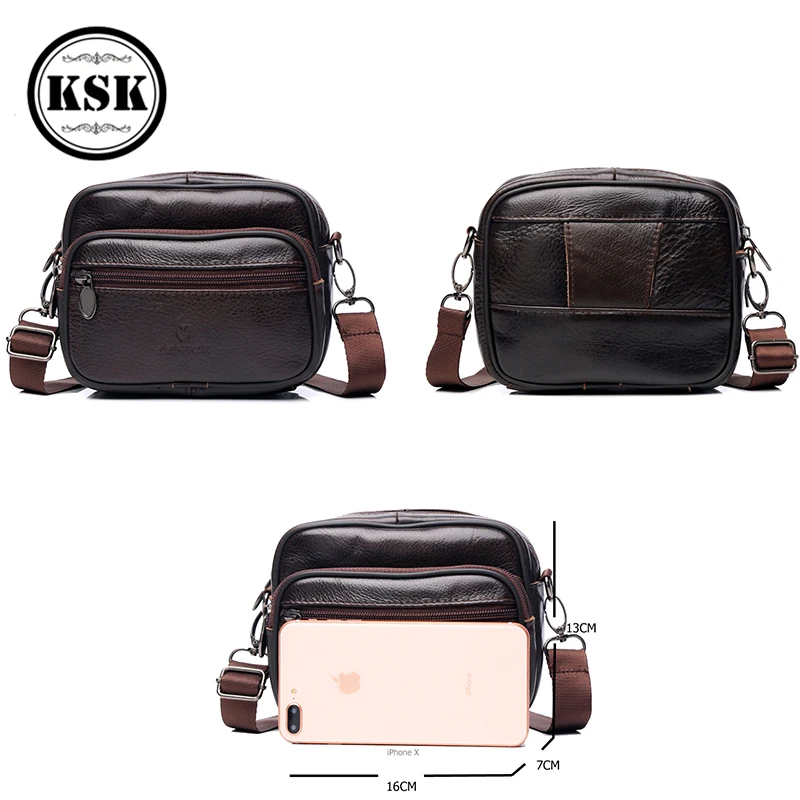 Men's Genuine Leather Bag Small Shoulder Bag Messenger Bags For Men Fashion Flap Luxury Male Crossbody Bags KSK