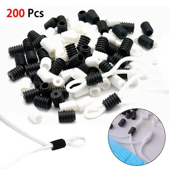 

200pcs Cord Locks Silicone Toggles for Drawstrings Elastic Rope Plastic Cord Adjuster Elastic Adjustment Buckle White and Black