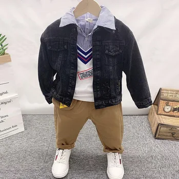 

Fashion spring autumn Boys Sport set boys Cowboy coat,Sweater,pantsn 3pcs/sets Boys Tracksuit Baby Clothing Set Baby Set 2-6Year