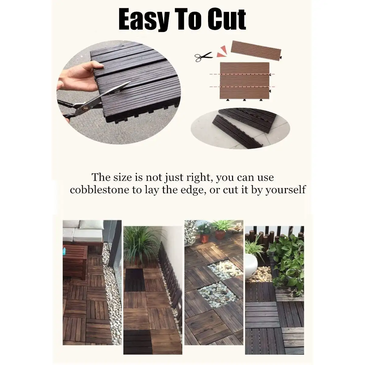 DIY деревянный патио блокировки Настил Плитка Крытый уличный садовый напольный декор мебель аксессуары 3 цвета 30x30 см