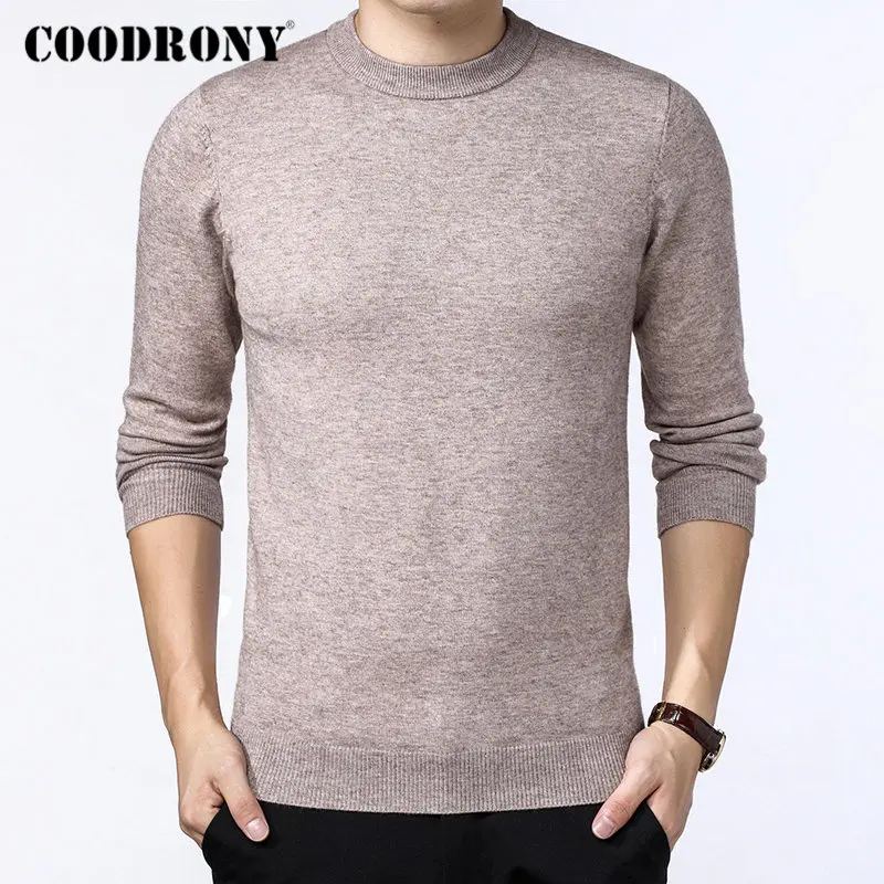 Бренд COODRONY, мужской свитер, Осень-зима, толстый, теплый, Pull Homme, Классический Повседневный пуловер с круглым вырезом, мужской кашемировый шерстяной трикотаж 91109