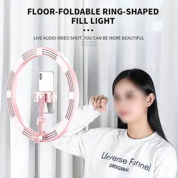 

Foldable LED Fill Light Bracket Selfie Ring Light With Phone Clip For Live Streaming Makeup YouTube Video