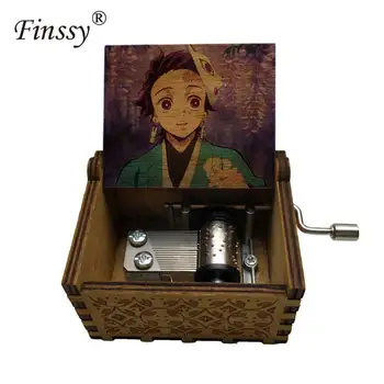 

demon slayer print Castle in The Sky Wooden Music Box Wood Musical Boxes Gifts for kids Birthday Children Friends cosplay gift