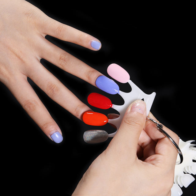 10 pcs/set Round Shaped Color Card Nail Fake Tips Practice Display Full Cover False for Gel Polish Manicure Nail Art Tools