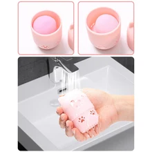 Мягкий силиконовый порошок слоеного розового кота губка держатель сушилка яичная подставка губки чехол для мытья косметический держатель