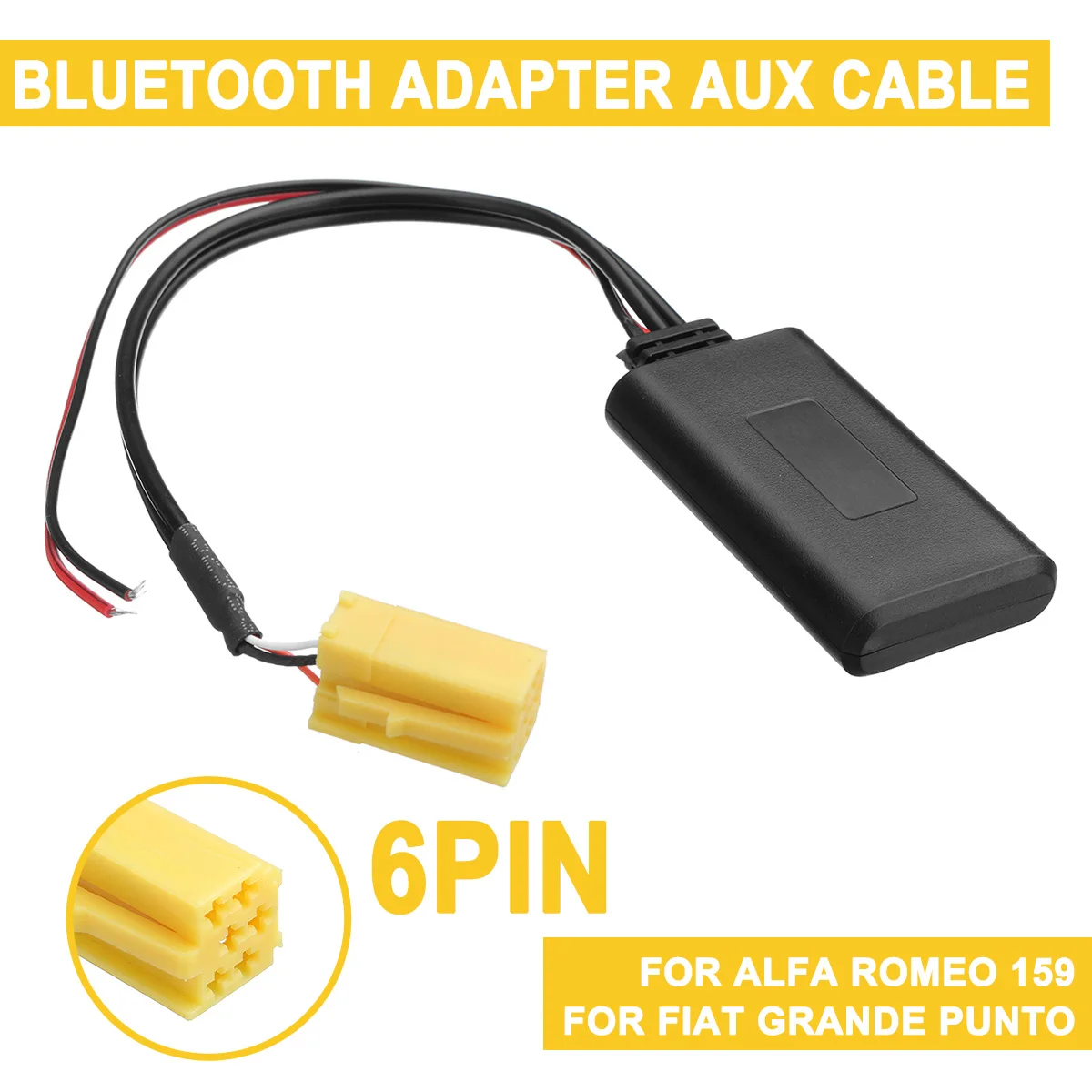JenNiFer Module Adaptateur Audio Auxiliaire Bluetooth Module 6 Broches pour Fiat Grande Punto pour Alfa