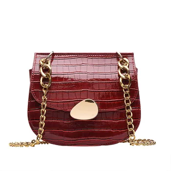 

Crocodile Pattern Crossbody Bags For Women Small chain flap bag PU Leather Ladies Shoulder Saddle bag wallet 2020 black handbag