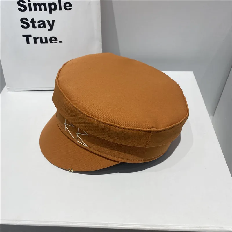 Spring Summer Caps with Earrings Women Newsboy Cap Letter Military Cap Visor