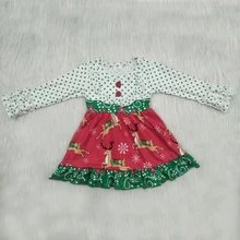 Платье с длинными рукавами для маленьких девочек от 0 до 8 лет Праздничные рождественские платья с оленем для новорожденных зимняя повседневная одежда для девочек vestido infantil