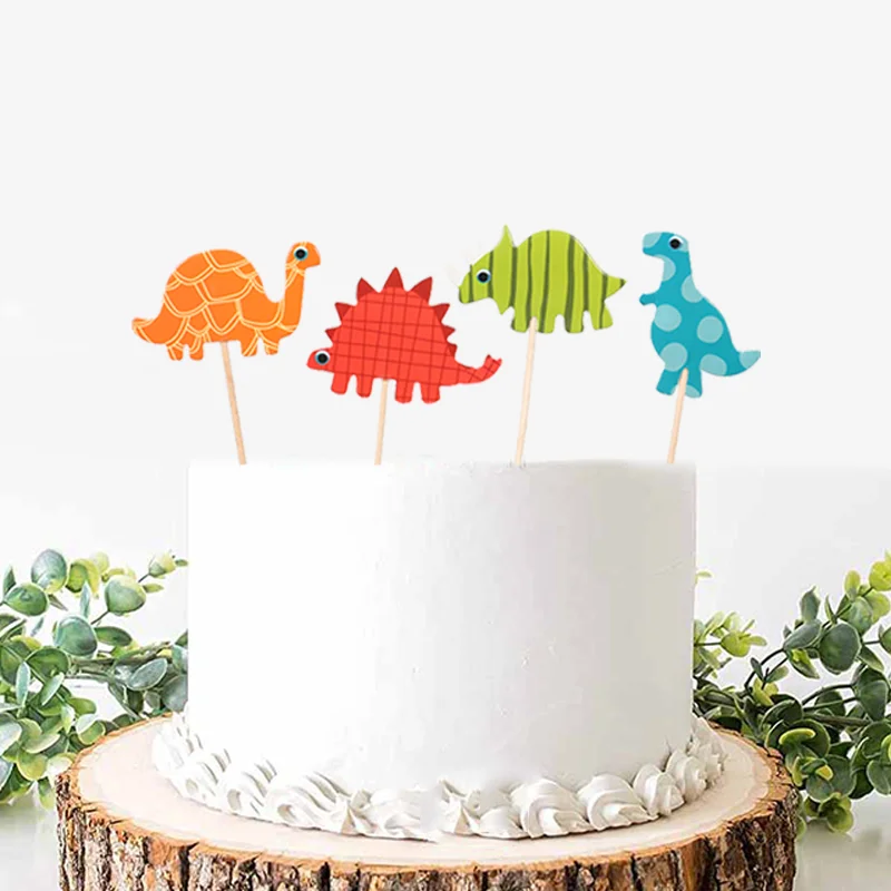 24pcs Animal Jungle Dinosaur Cake Toppers Kids Birthday Party Cupcake Toppers Decorations Wedding Cake Picks Child Flag Insert Cake Decorating Supplies Aliexpress