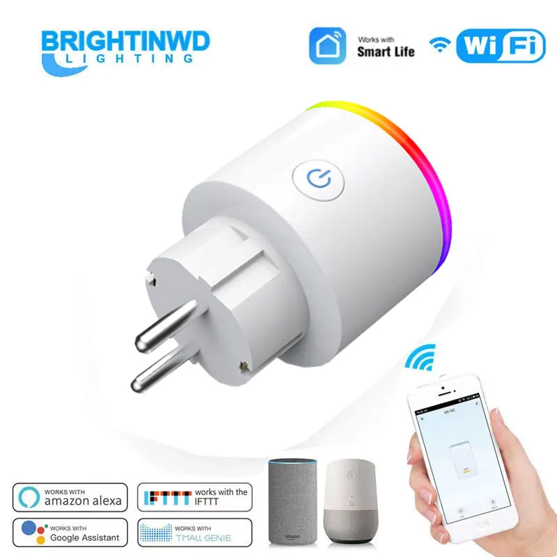 

EU/AU/US/UK Standard 100-250V RGB WIFI APP Electricity Statistics Smart Timing Socket Compatible Alexa Google Home Voice Control