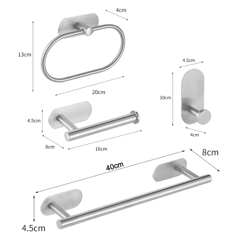 Bathroom Accessories Set Wall-mounted Towel Bar Toilet Paper Rack Stainless Steel Matte Black Bathroom Hardware Set