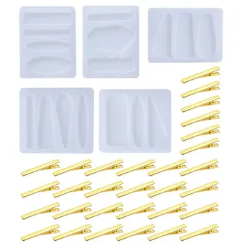 

Crystal Epoxy Resin Mold Hair Clip Barrette Casting Silicone Mould DIY Crafts Jewelry Making Tools