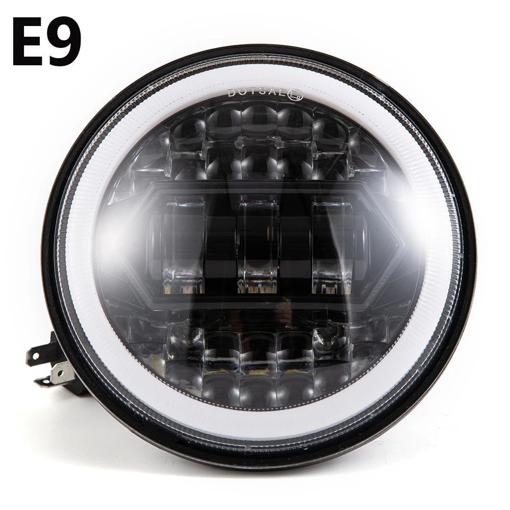 

Motorcycle LED Headlight Faro High Low Beam Halo White DRL Angel Eyes For Dyna Sportster Softail 5 3/4" Led Moto Headlamp