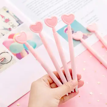 

Cute Love Heart Shape Gel Water Ballpoint Pen Student Office Stationery Supplies For Kids Children School Study
