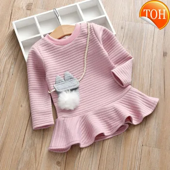 

Girls Dress Autumn And Winter Princess Girls Dresses Fashion Cartoon stripe Kids Dress Children's clothes