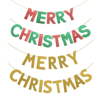 

1set paper Merry Christmas Banner Party Bunting Garland Home 2020 Christmas Ornament New Year's Eve Party Decoration Supplies