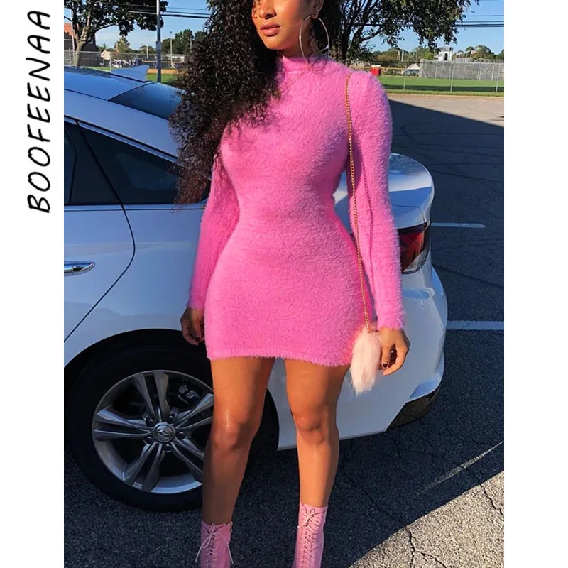 neon pink sweater dress