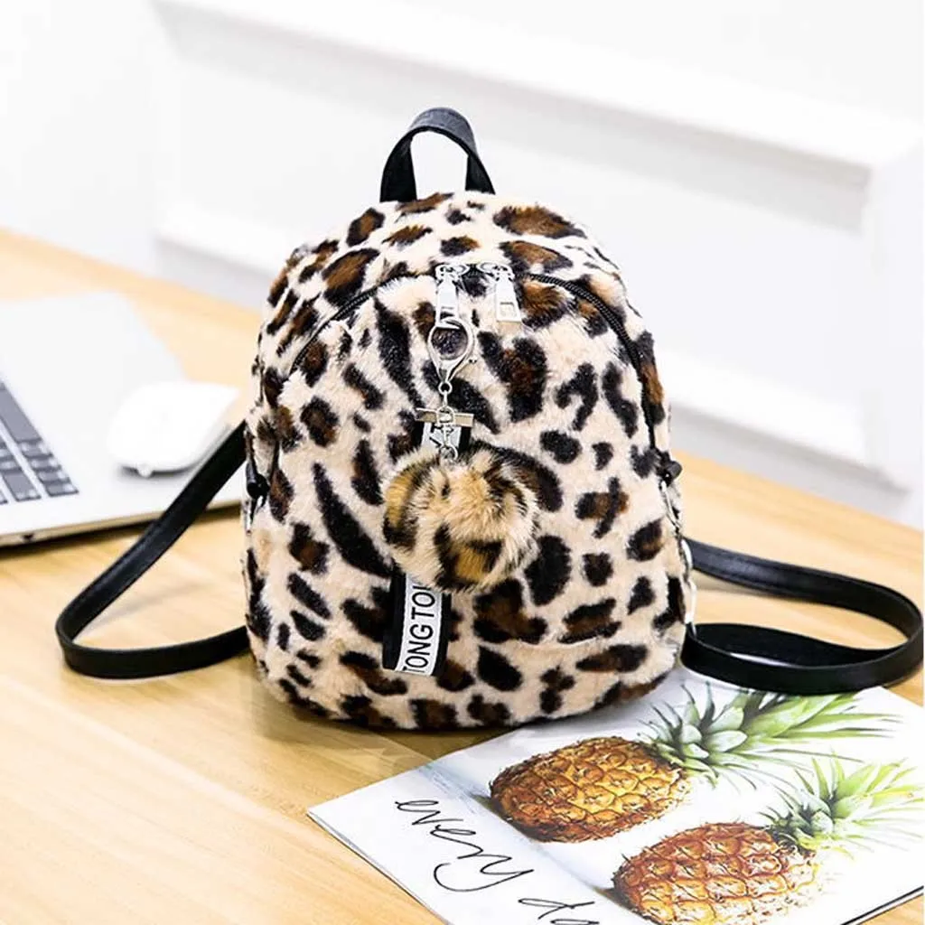 Mini Backpack Women Velour Shoulder Bag For Teenage Girls Multi