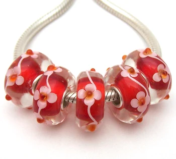 

JGWGT 1163 5X 100% Authenticity S925 Sterling Silver Beads Murano Glass beads Fit European Charms Bracelet diy jewelry Lampwork