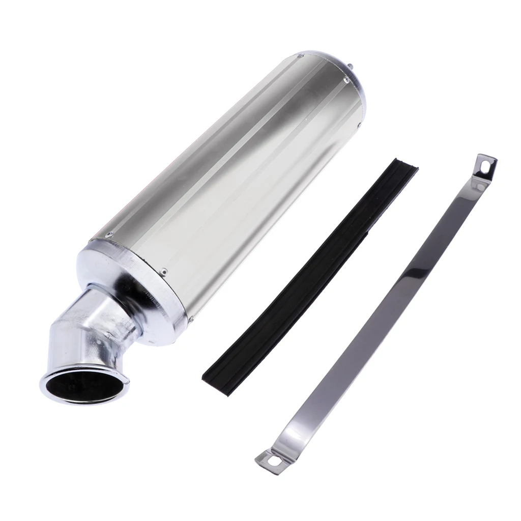 Motorcycle Exhaust Pipe Muffler Silencer Cruiser Chopper Cafe Racer Silver