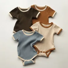 Lato nowe ubrania dla niemowląt dla noworodków dziewczyny chłopcy Romper zestawy odzieżowe śliczne miękkie bawełniane kombinezony malucha strój wygodne tanie i dobre opinie COTTON CN (pochodzenie) Dziecko dla obu płci W wieku 0-6m 7-12m 13-24m Stałe baby Z okrągłym kołnierzykiem Guzik obleczony
