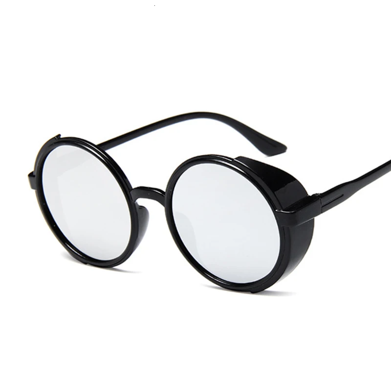 Новые ретро черные женские солнцезащитные очки в стиле стимпанк круглые дизайнерские металлические паровые панк щитки UV400 Солнцезащитные очки Мужские Женские