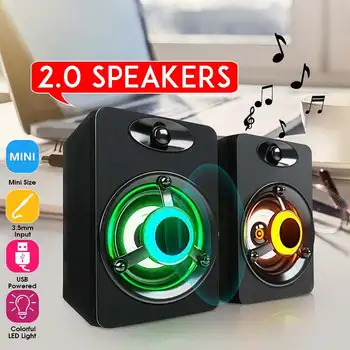 

Mini Desktop Computer Speaker Colorful LED Light Heavy Bass Subwoofer Home Audio Oратор for PC / Laptop / MP3 / Smartphones