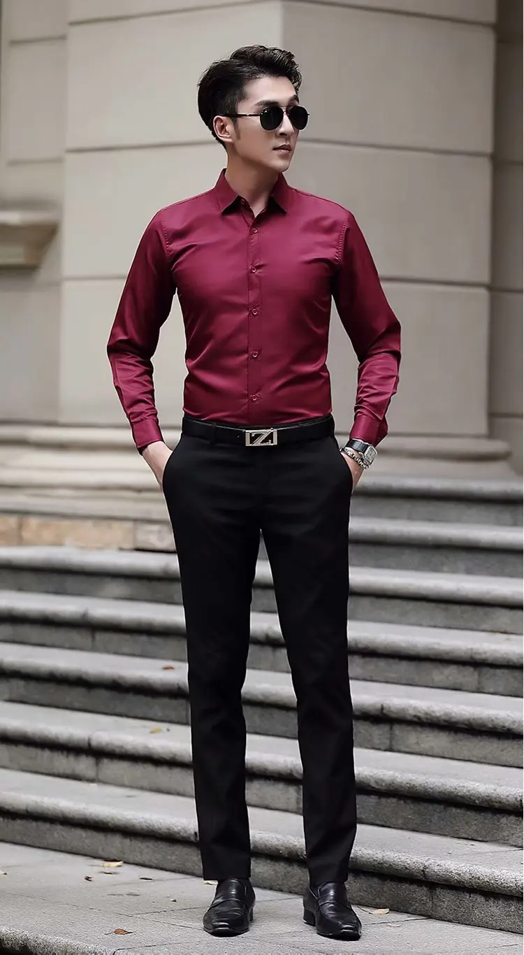 Camisa Masculina, мужские повседневные рубашки, модная Однотонная рубашка с длинным рукавом, приталенные деловые рубашки, Мужская одежда, мужские смокинги