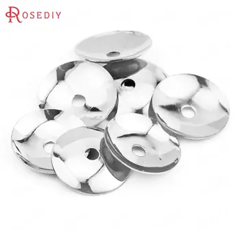 

(38920)50PCS 12mm Silver Color Brass Glossy Beads Caps Jewelry Making Supplies Diy Findings Accessories