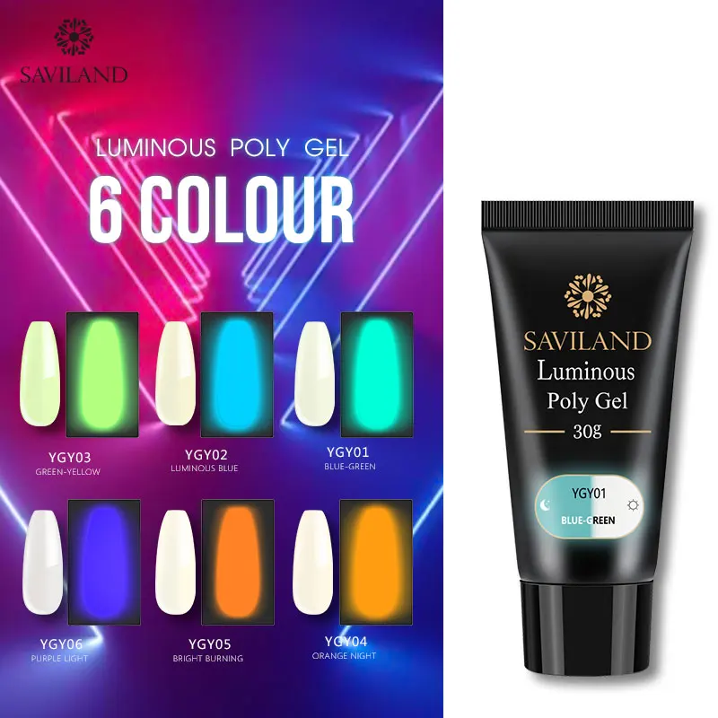 

SAVILAND Glow In Dark gel Poly Gel Finger Extension Crystal Jelly Acrylic UV LED Hard Builder Gel Nail Art Gel Polish Varnish