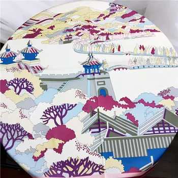 

70*70cm Small Square Silk Scarf for Women Landscape painting Fashion Neck Head Scarfs Ladies Foulard Female Print Handkerchief