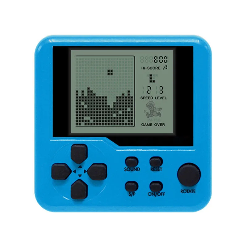 Blue Tetris портативная игровая консоль детская головоломка электронные игрушки многоцветный ретро игровая консоль мини-игра ручной плеер для детей - Цвет: Blue