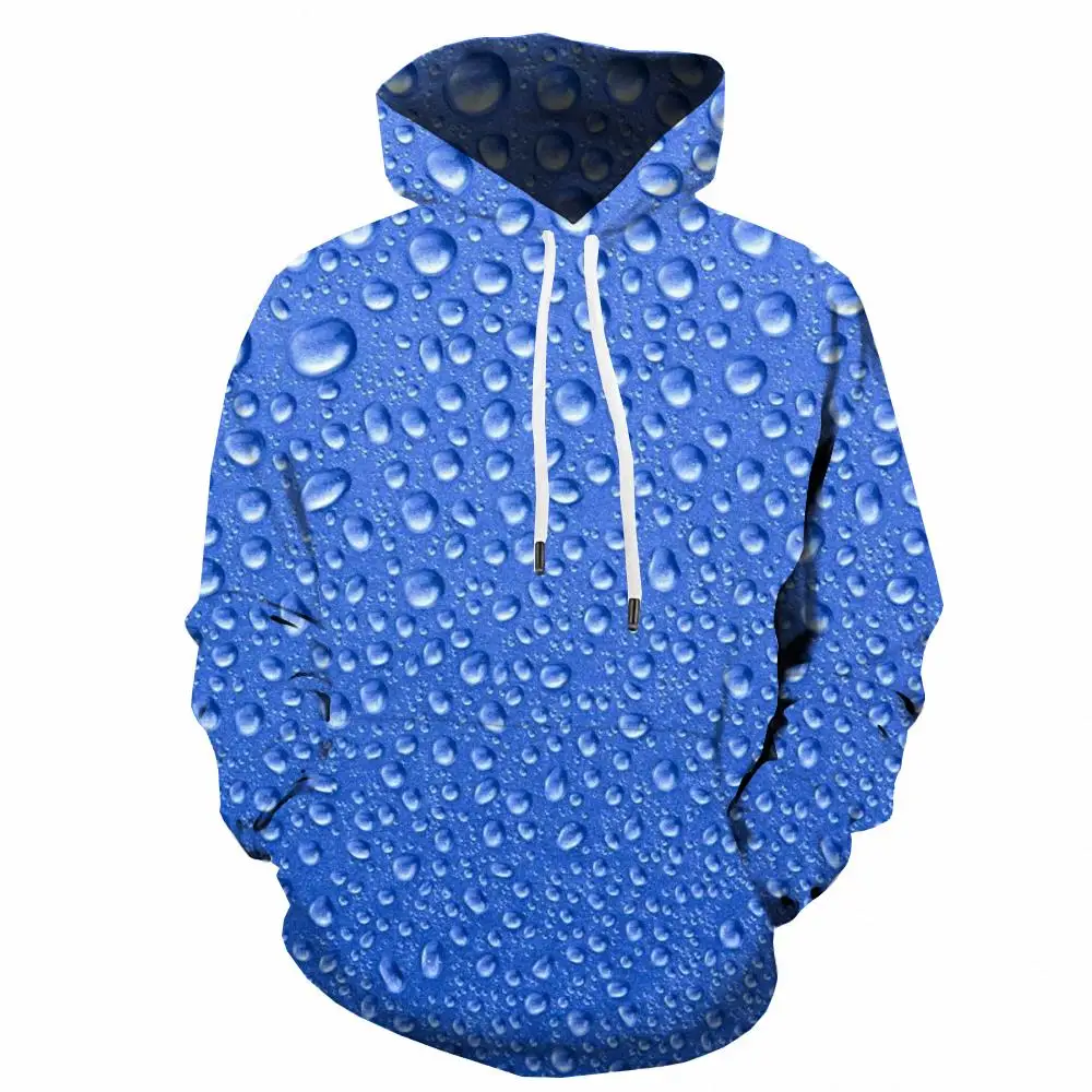 

3d Hoodies Raindrop Sweatshirts men Blue Sweatshirt Printed Art Hoodie Print Novel Hooded Casual Unisex Funny Autumn New Sexy