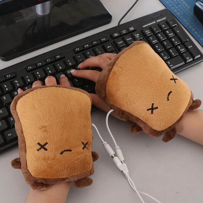 1 пара USB грелки для рук теплые перчатки Зимние перчатки без пальцев Рождественский подарок