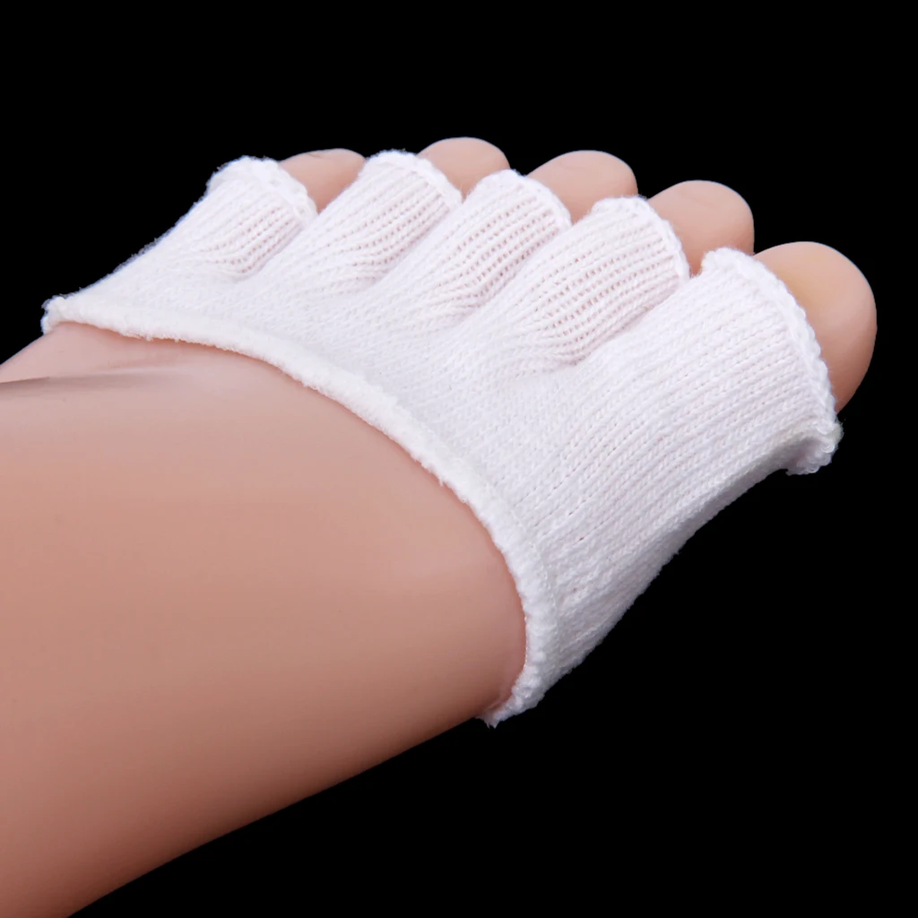 6 Pairs  Unisex Soft Open-Toed 5-Toe Heelless Half Boat Socks Separate Straighten Half Toe Sock Forefoot Support Pads