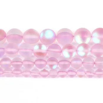 

6/8/10/12mm Matte Light Purple Flash Crystal Beads Round Loose Beads for Accessories Jewellery Making Bracelets 15''/Strand
