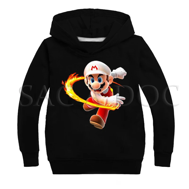 

2019 New Mario Print Boys Girls Clothes Cartoon Hoodies Toddler Baby Sweatshirts Kids Clothing Children Autumn Long Sleeve Tops