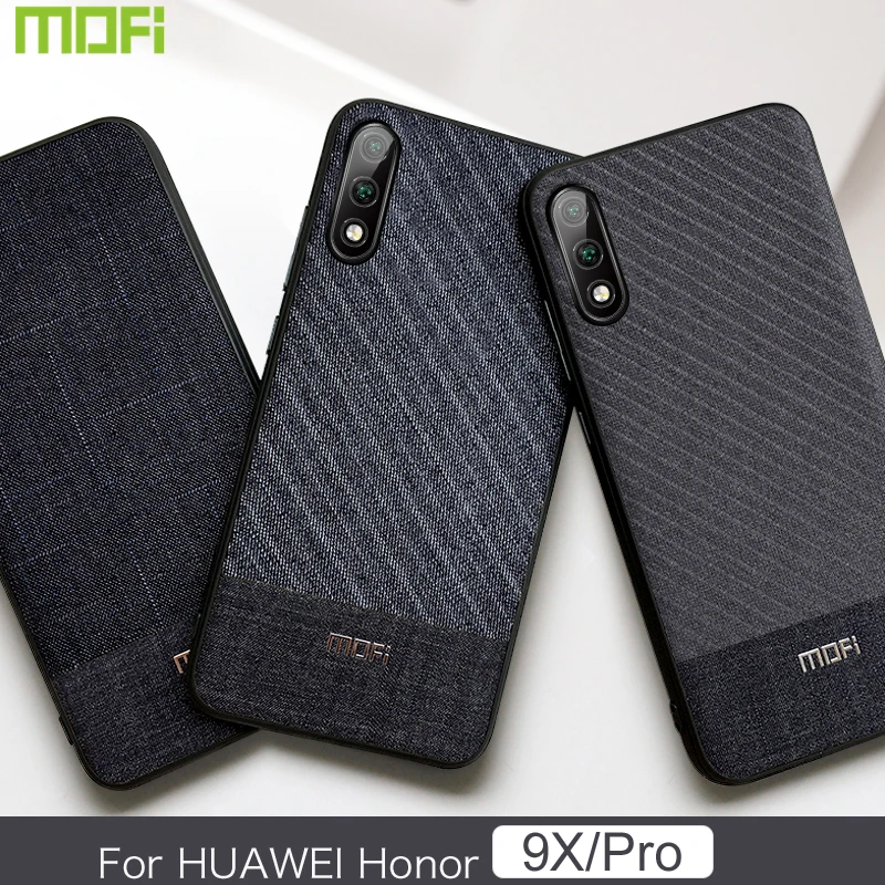 Чехол для Huawei Honor 9X Pro чехол Mofi мягкая задняя крышка тканевый протектор мужчин Dark