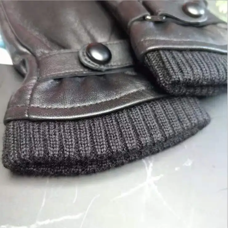 Зимние мужские перчатки из натуральной кожи, бренд, козья кожа, черные модные перчатки для вождения с сенсорным экраном, перчатки из козьей кожи
