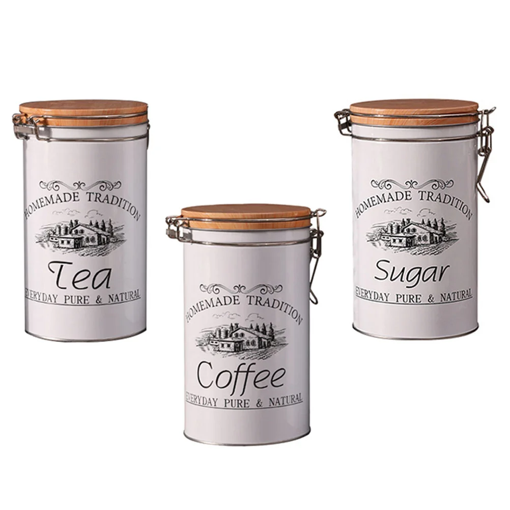 3PCS Stainless Steel Food Storage Container Snack Sealed Jars for Tea Sugar Home 