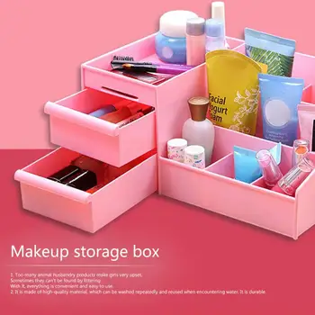 

Plastic Cosmetic Box Large Capacity Waterproof Items Makeup Container Desktop Sundries Storage Case Student Table Organizer