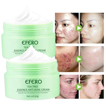 

EFERO Tea Tree seum Anti-Acne Face Cream Acne Scar Cream Shrink Pores Face Eliminates Acnes Cream Oil Control Repair Spot TSLM2