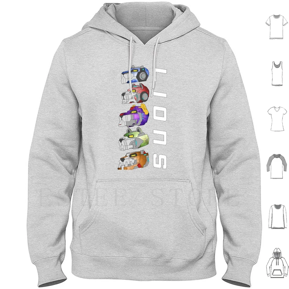 Felpa Con Cappuccio Leoni Manica Lunga Voltron Voltron I Mitici Robot Voltron Guardian