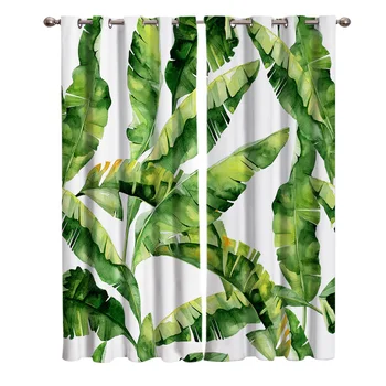 

Tropical Leaves Banana Palm Leaves Window Curtains Indoor Decor Window Treatment Curtains And Drapes Curtains Party Decoration
