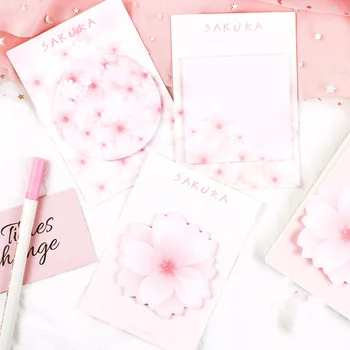

3pcs Sakura Flower Sticky Note Pink Color Cherry Blossom Adhesive Memo Notepad Bookmark Planner Sticker Office School A6090