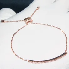 Baoyocn модный браслет из настоящего 925 пробы, серебро, 3 золотых цвета, простой розовый браслет, микро кубический цирконий, камни, Женские Ювелирные изделия