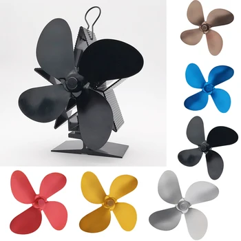 

Black Stove Fan 4 Blade Fireplace Fan Heat Powered komin Wood Burner Eco Fan Friendly Quiet Home Efficient Heat Distribution