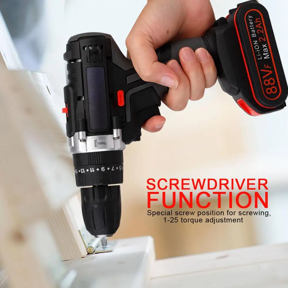 

Handheld Drill Multi-function Cordless Drill Power Tools 21V Electric Screwdriver Lithium Battery Rechargeable 2 Battery